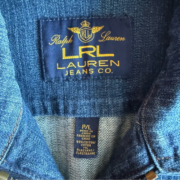 VTG Lauren Ralph Lauren Women's Petite P/L Blue Jacket Zip Button Pockets Short - Picture 6 of 8